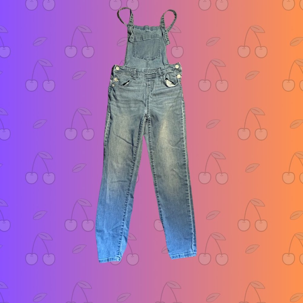 Cat & Jack Light Wash Denim Long Straight Leg Jean Overalls, 10/12